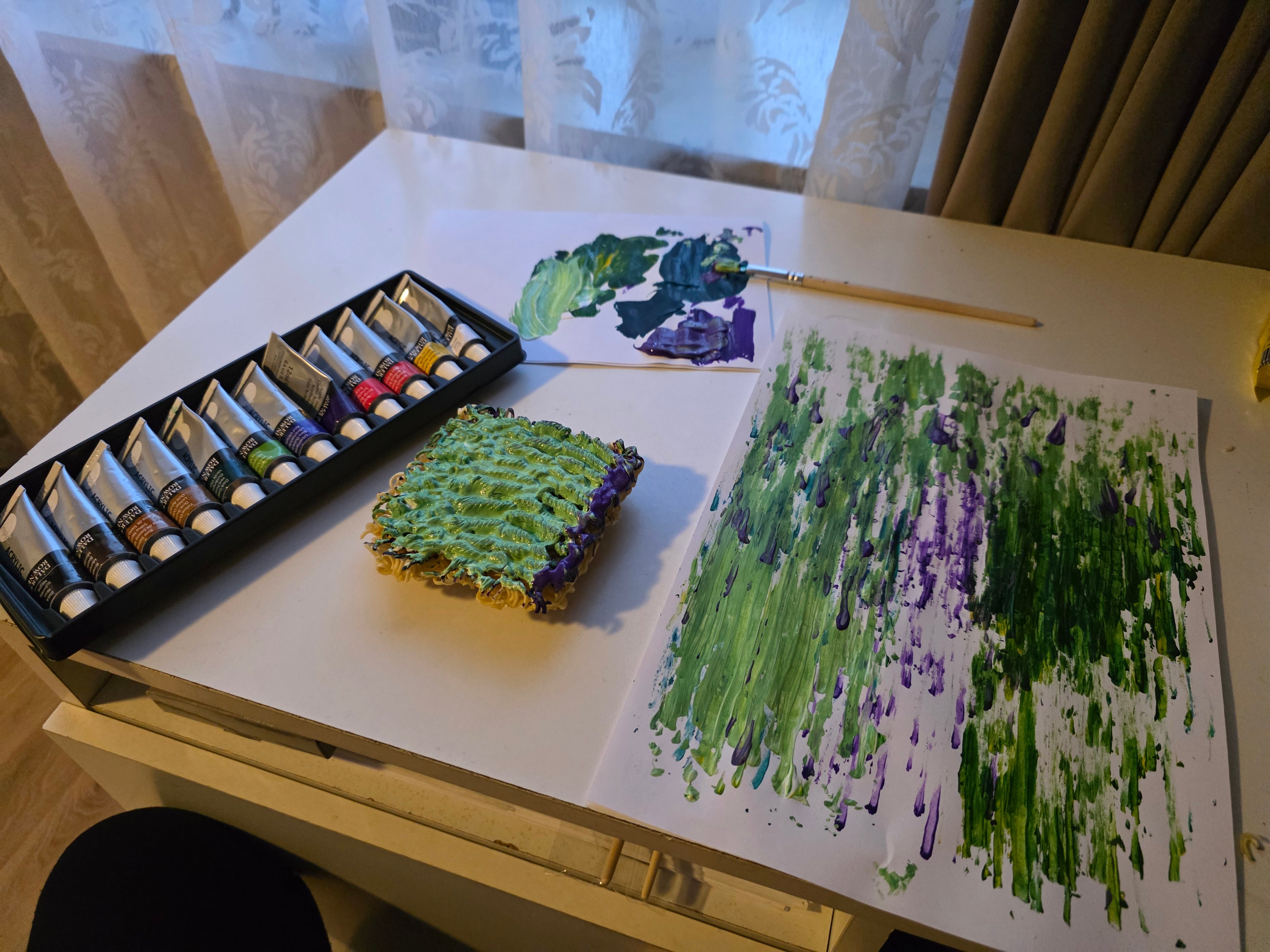 “Northern Lights&nbsp;or Instant Noodles”? – A unique artwork created using instant noodles as a paintbrush (50% of proceeds go to charity)